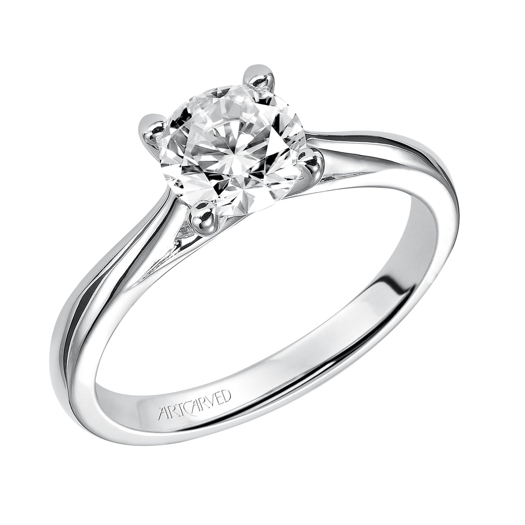 Classic Solitaire Engagement Ring with Polished Band