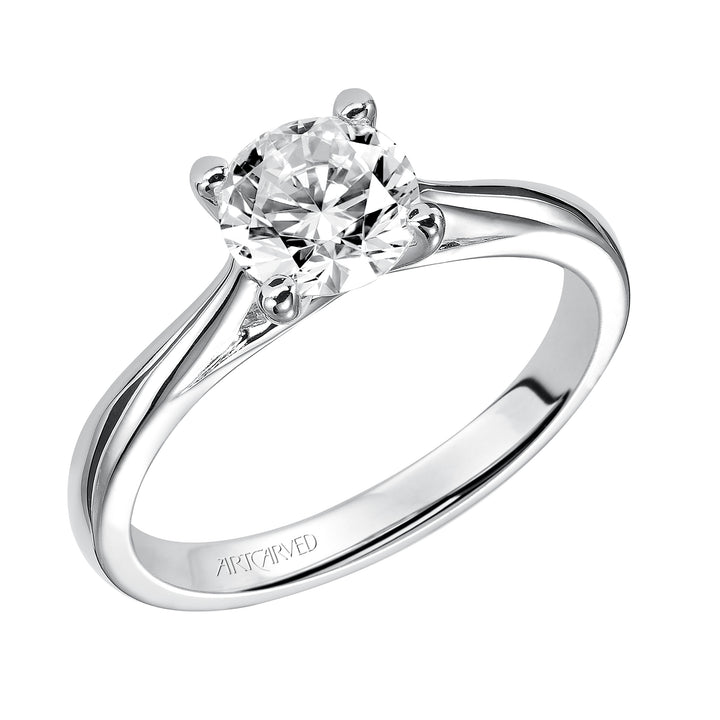 31-V407-E - ARTCARVED - Classic Solitaire Engagement Ring with Polished Band