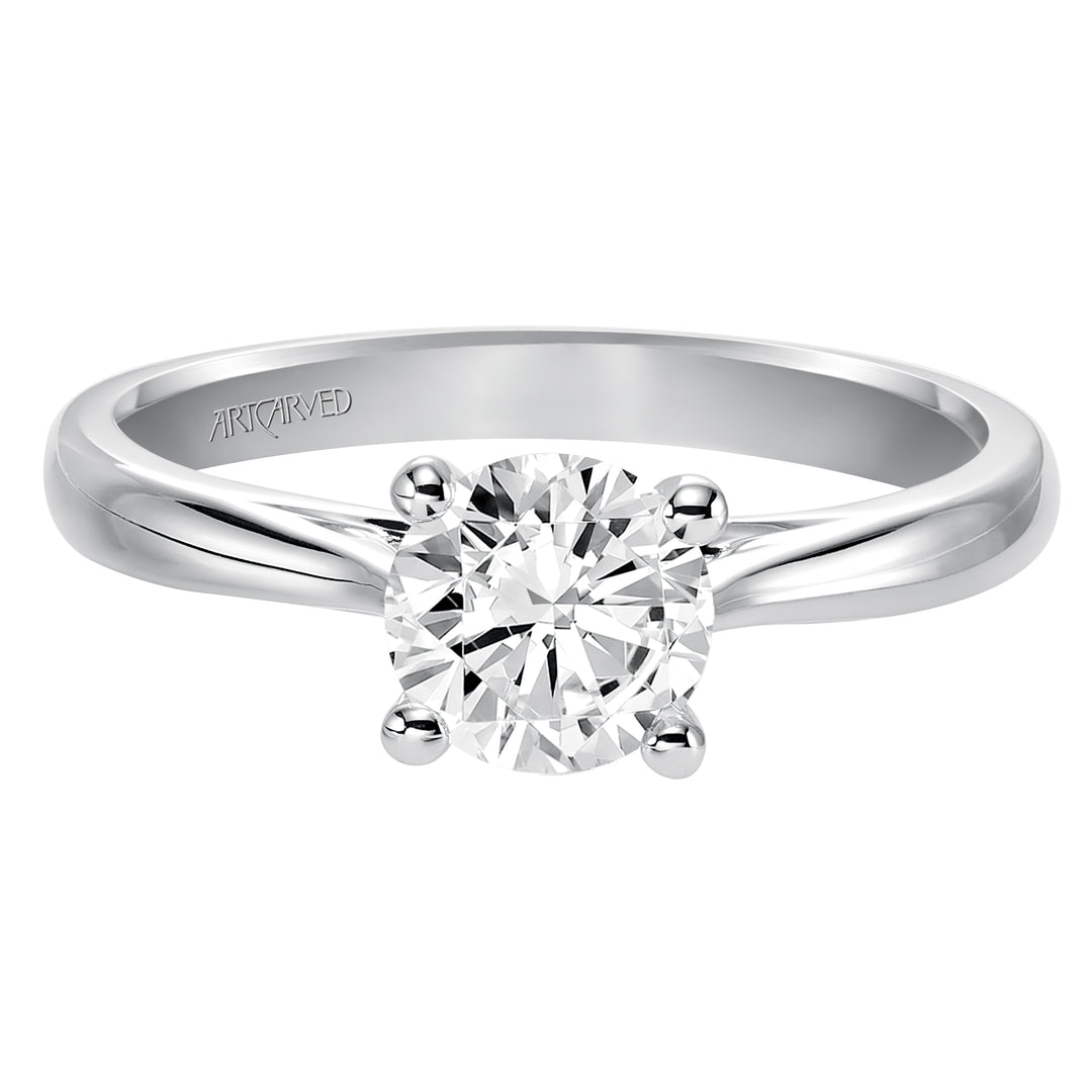 31-V407-E - ARTCARVED - Classic Solitaire Engagement Ring with Polished Band