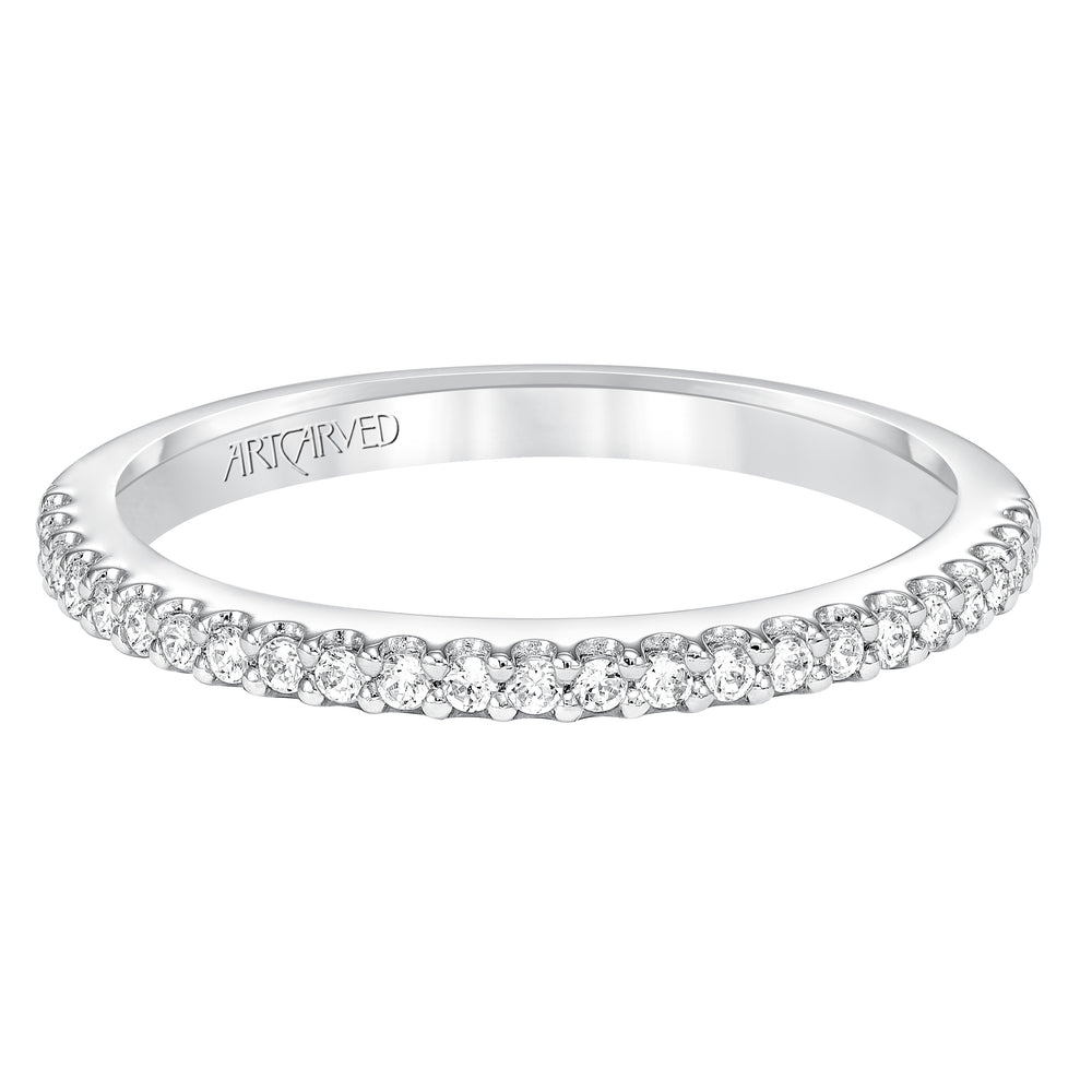 Diamond prong set wedding band to match V574