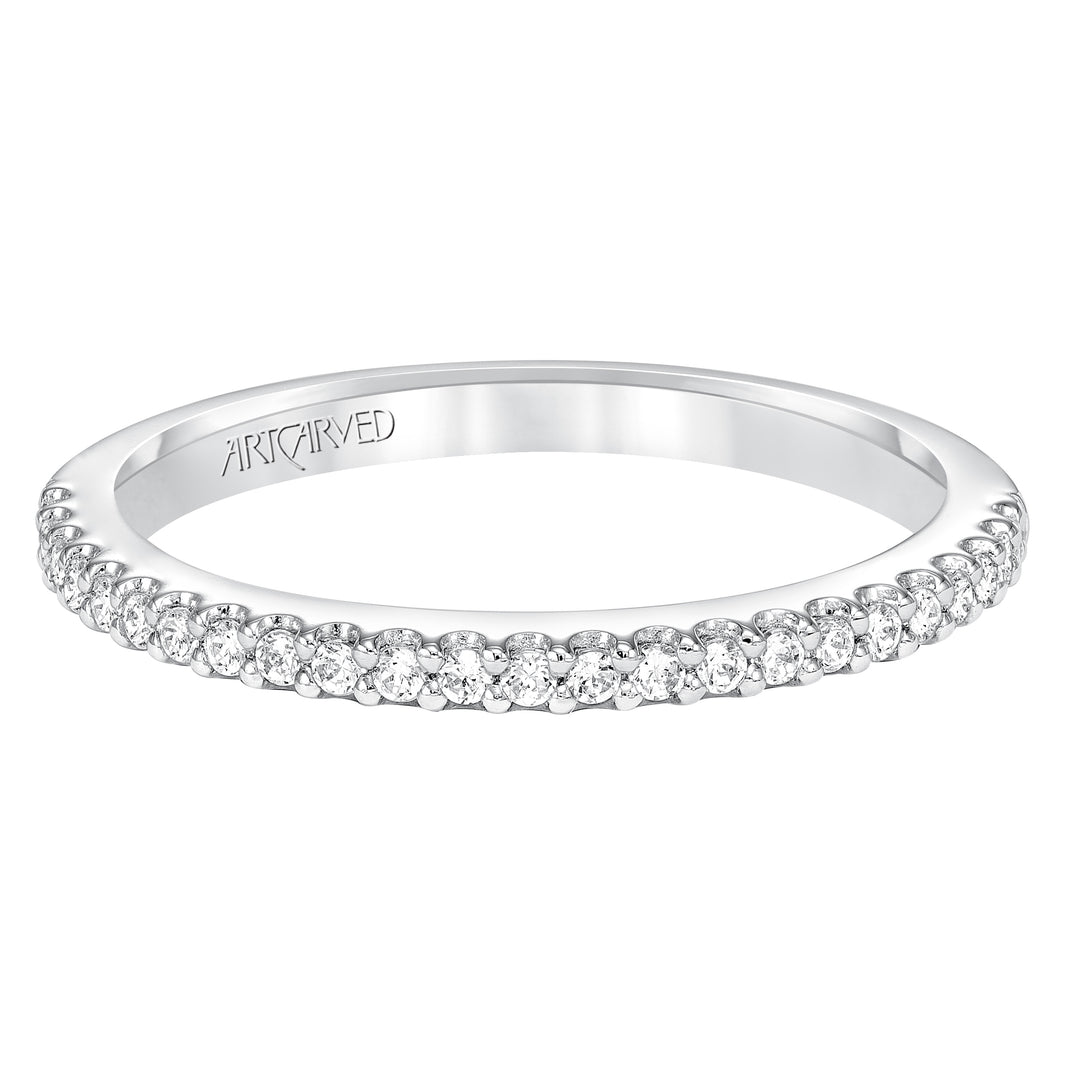 Diamond prong set wedding band to match V574