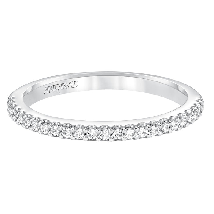 Diamond prong set wedding band to match V574