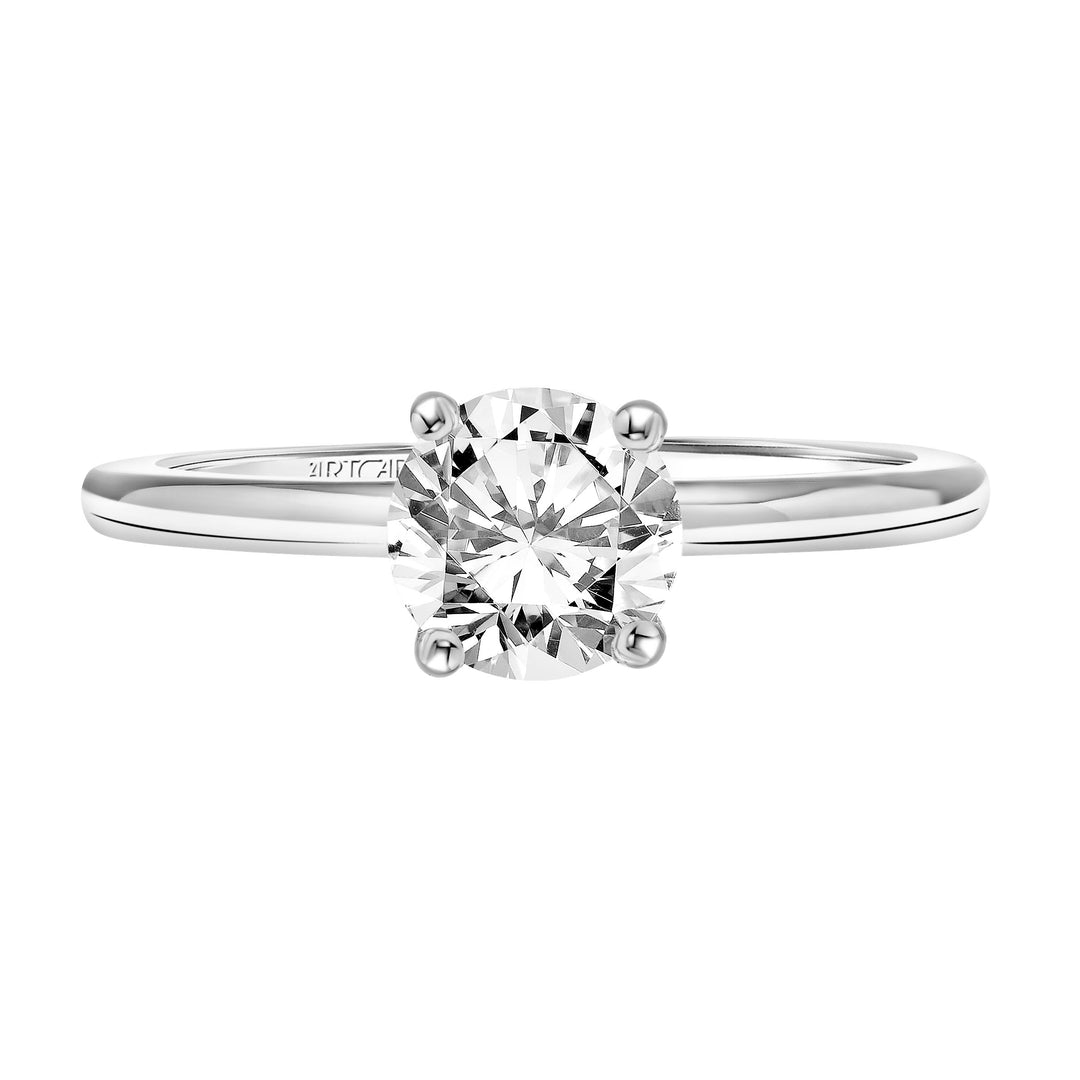 31-V815-E - ARTCARVED - Diamond Solitaire Engagement Ring with Diamond Collar and Polished Shank