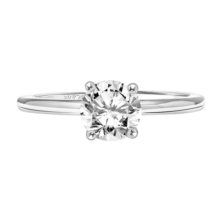 31-V815-E - ARTCARVED - Diamond Solitaire Engagement Ring with Diamond Collar and Polished Shank