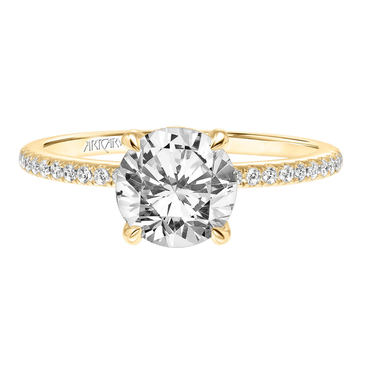 31-V820GRY-E.01 - ARTCARVED - Classic Engagement Ring with Diamond Accented Basket and Diamond Shank