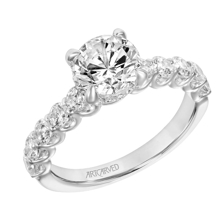 31-V864-E - ARTCARVED - Diamond Engagement Ring with U-Shaped Diamond setting