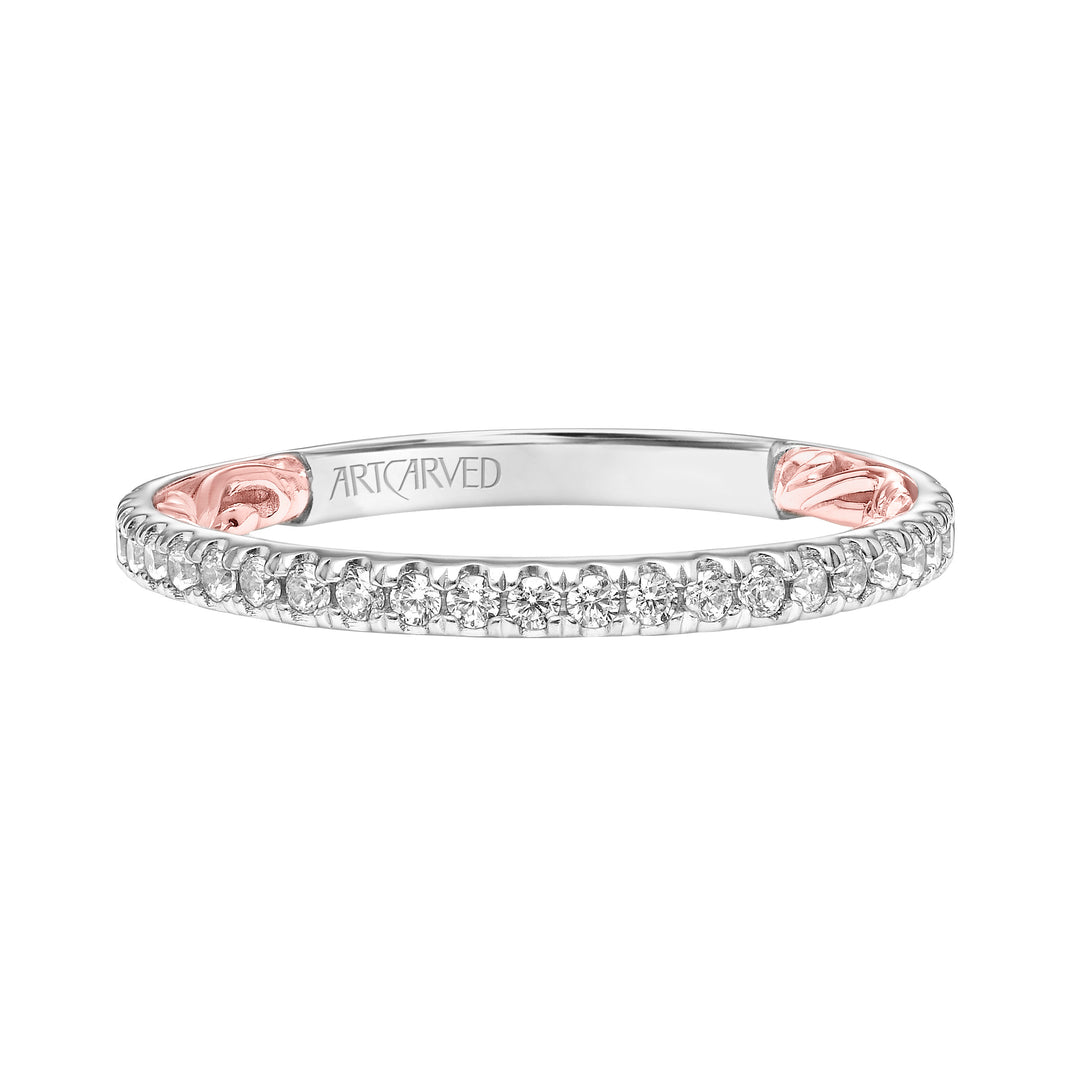 31-V903-L - ARTCARVED - Lyric Diamond Wedding Band with Inner Carved details