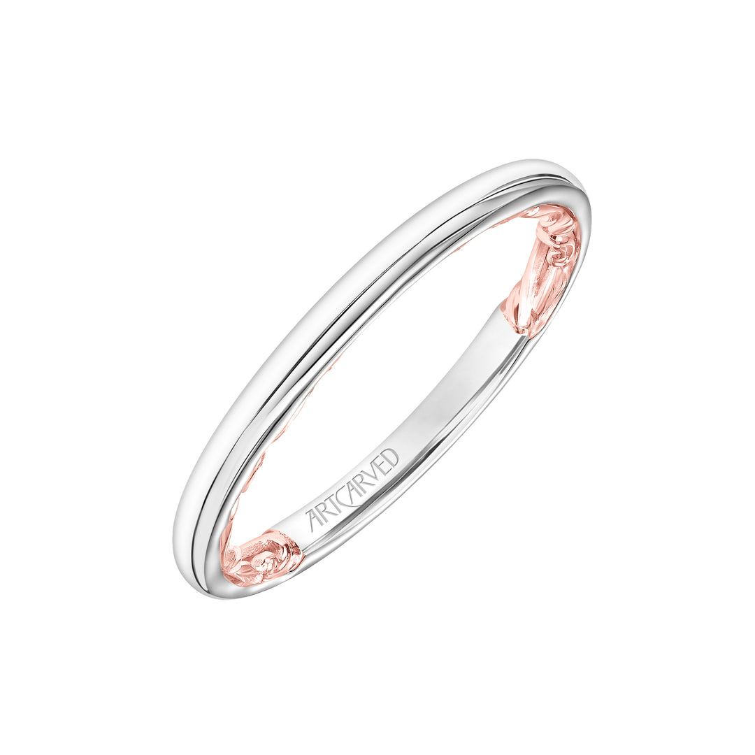 Lyric Polished Wedding Band with Inner Carved details