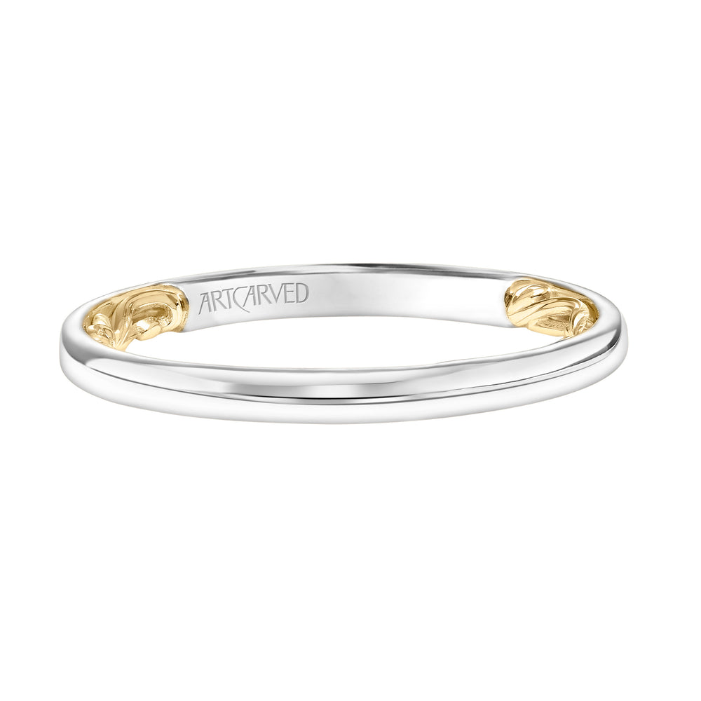Lyric Polished Wedding Band with Inner Carved details