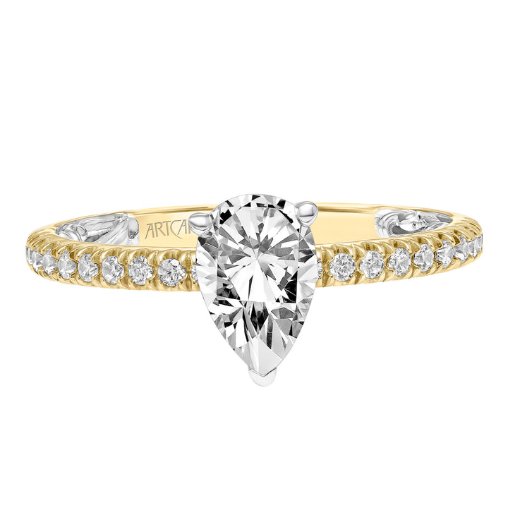 31-V910-E - ARTCARVED - Lyric Engagement Ring with  Inner Carved details and Diamond Shank