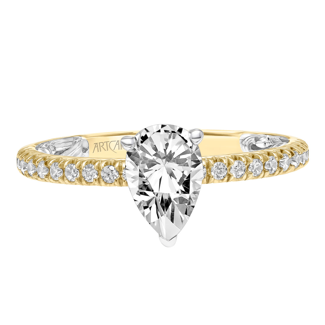 31-V910-E - ARTCARVED - Lyric Engagement Ring with  Inner Carved details and Diamond Shank