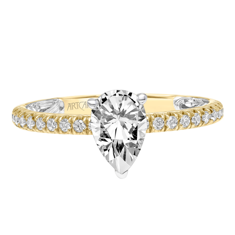 31-V910-E - ARTCARVED - Lyric Engagement Ring with  Inner Carved details and Diamond Shank