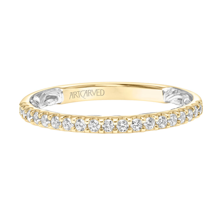 31-V910-L - ARTCARVED - Lyric Diamond Wedding Band with Inner Carved details