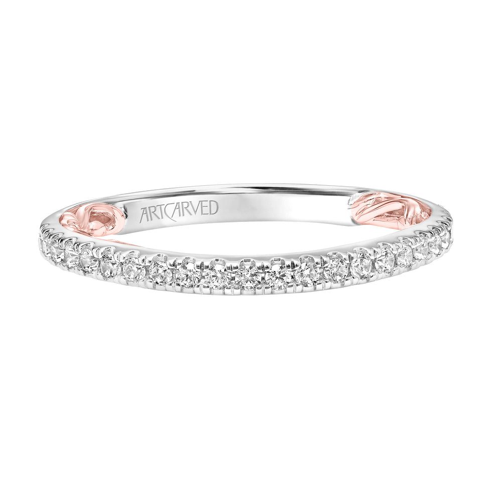 Lyric Diamond Wedding Band with Inner Carved details