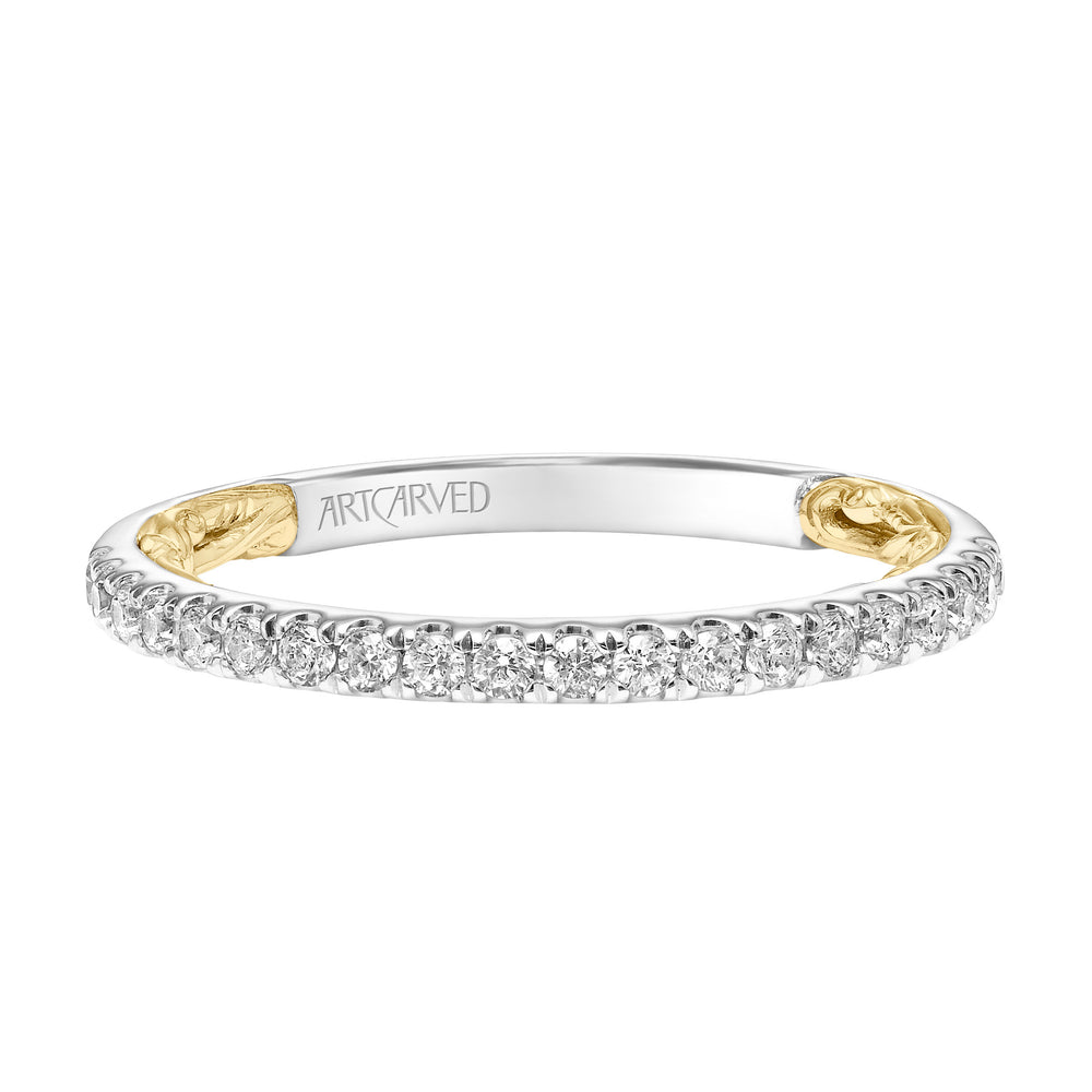 31-V912-L - ARTCARVED - Lyric Diamond Wedding Band with Inner Carved details