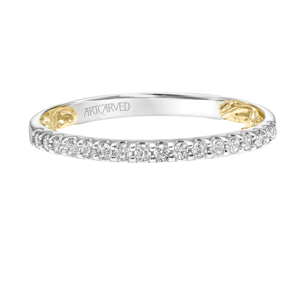 Lyric Diamond Wedding Band with Inner Carved details