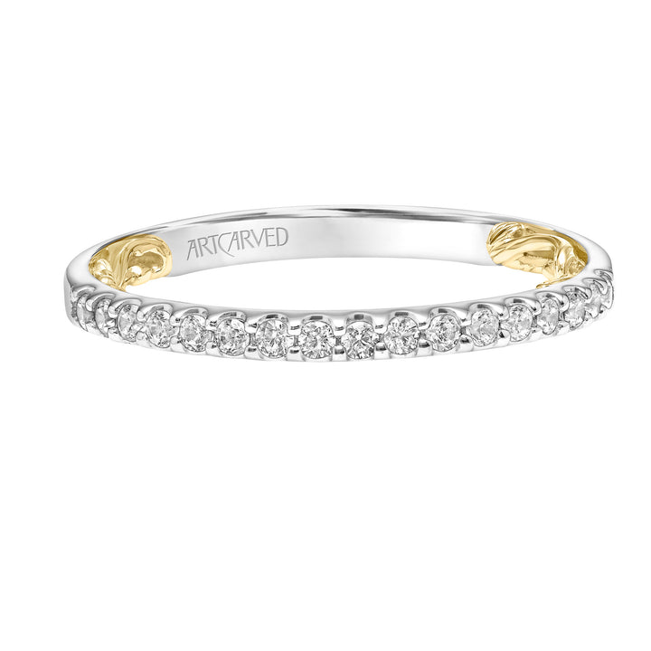 Lyric Diamond Wedding Band with Inner Carved details