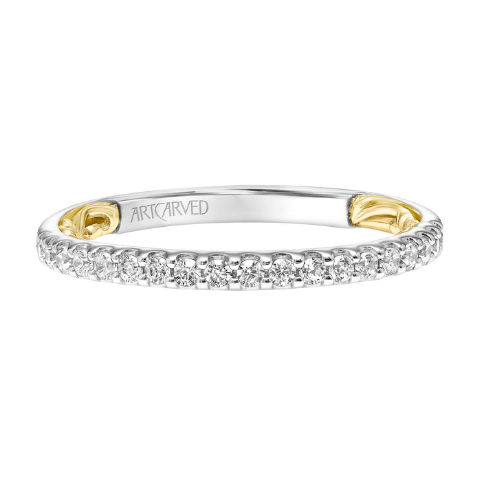 31-V928-L - ARTCARVED - Lyric Diamond Wedding Band with Inner Carved details
