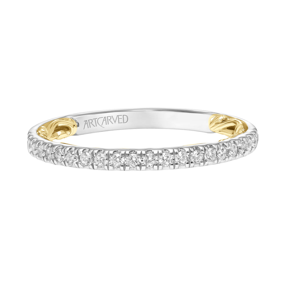 31-V930-L - ARTCARVED - Lyric Diamond Wedding Band with Inner Carved details