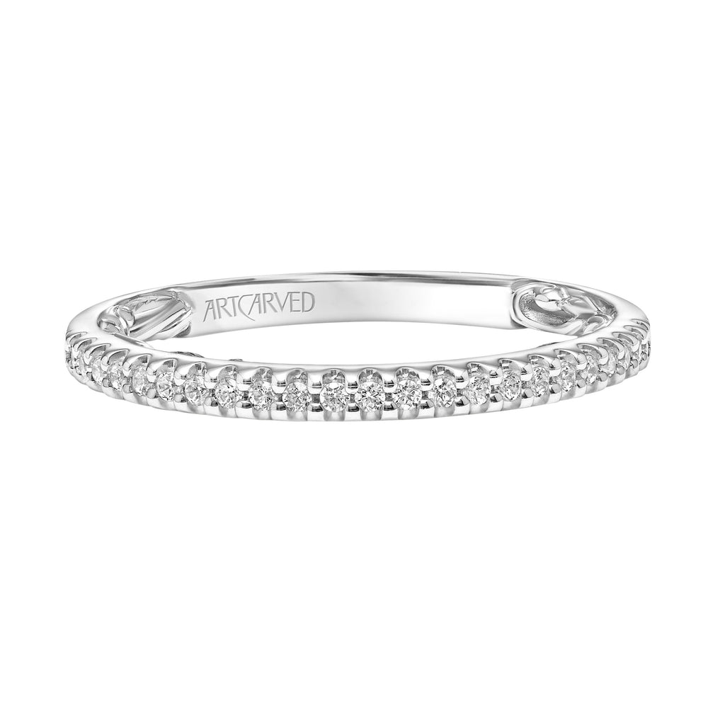 Lyric Diamond Wedding Band with Inner Carved details