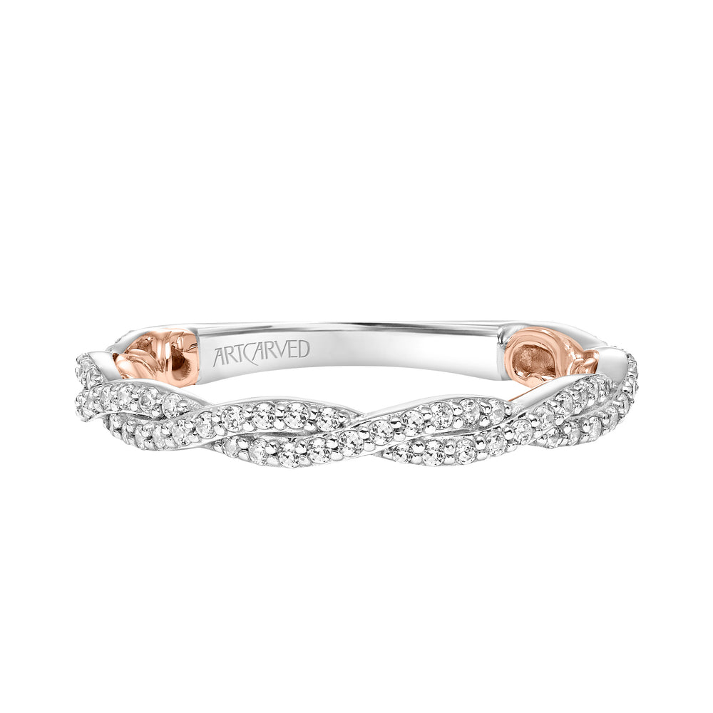 31-V955-L - ARTCARVED - Lyric Twist Diamond Wedding Band with Inner Carved details