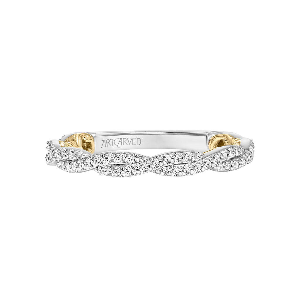 31-V959-L - ARTCARVED - Lyric Twist Diamond Wedding Band with Inner Carved details