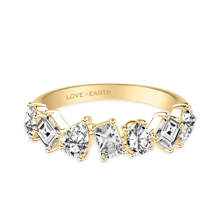 Lab-Created Diamond Mixed Pear &  Asscher &  Oval &  Emerald &  and Round Asymmetrical Ring