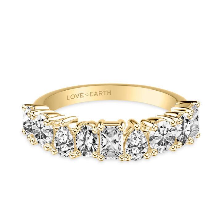 Lab-Created Diamond North/South Mixed Pear &  Oval &  Emerald &  and Round Ring