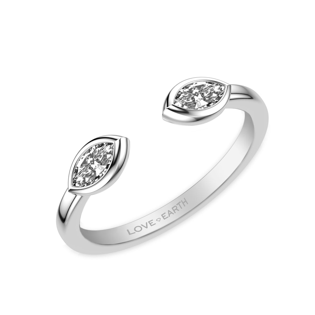 Lab-Created Diamond East/West Marquise Bezel Set Open Ring
