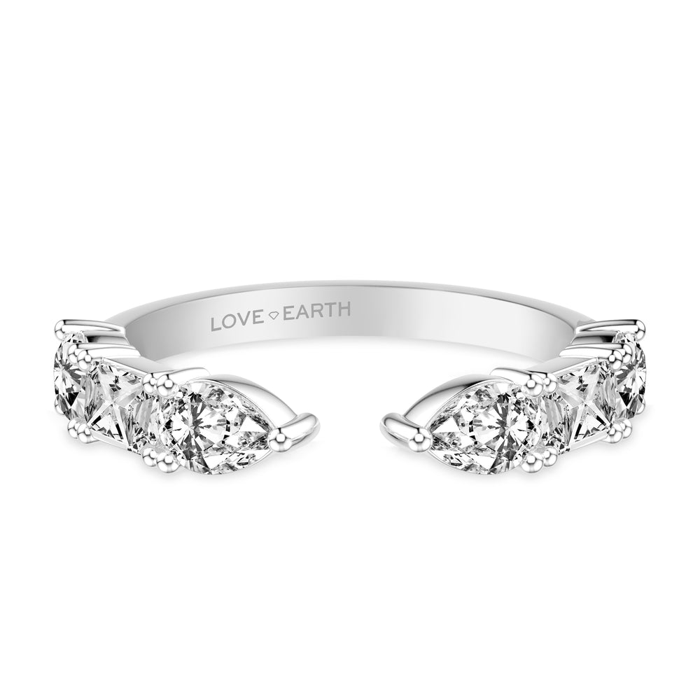 Lab-Created Diamond East/West Round &  Emerald &  Pear Open Ring