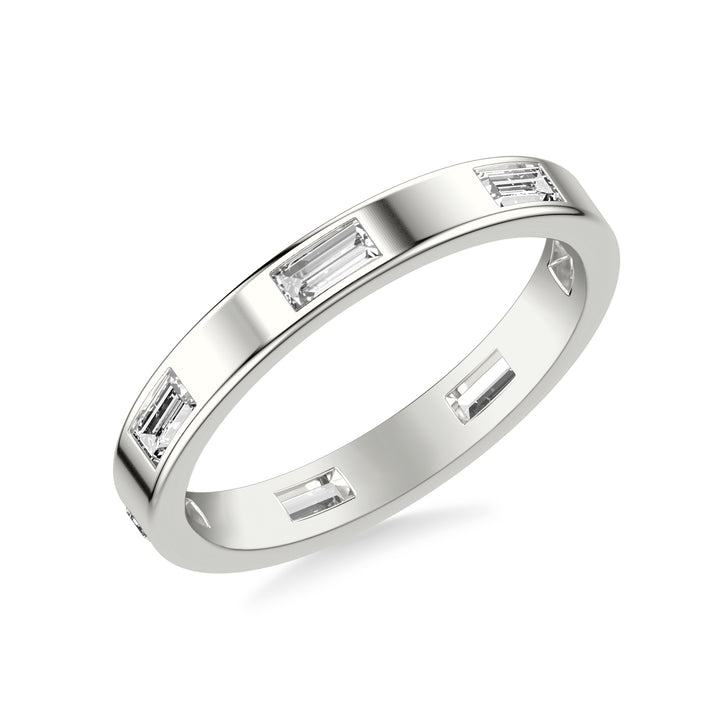 Contemporary Stackable with Bezel Set Baguette Diamonds and Polished Band