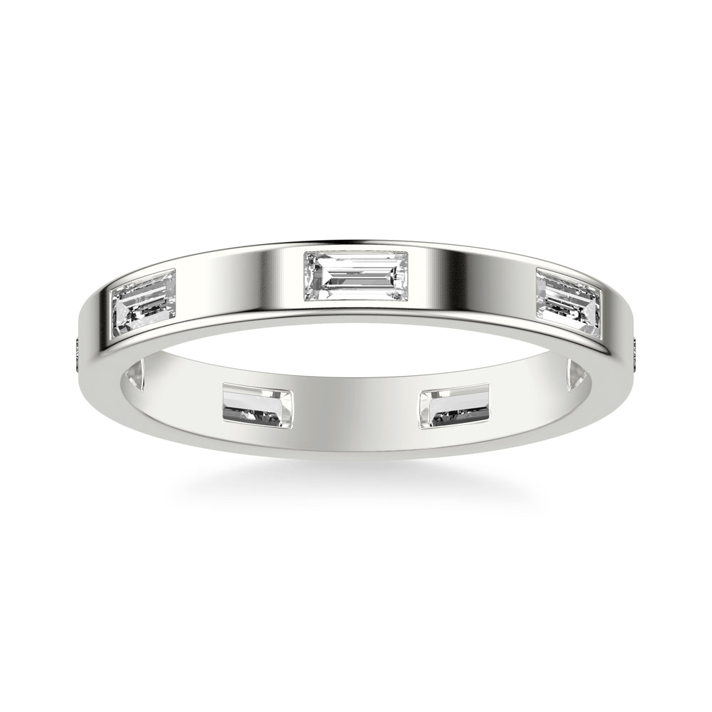 Contemporary Stackable with Bezel Set Baguette Diamonds and Polished Band