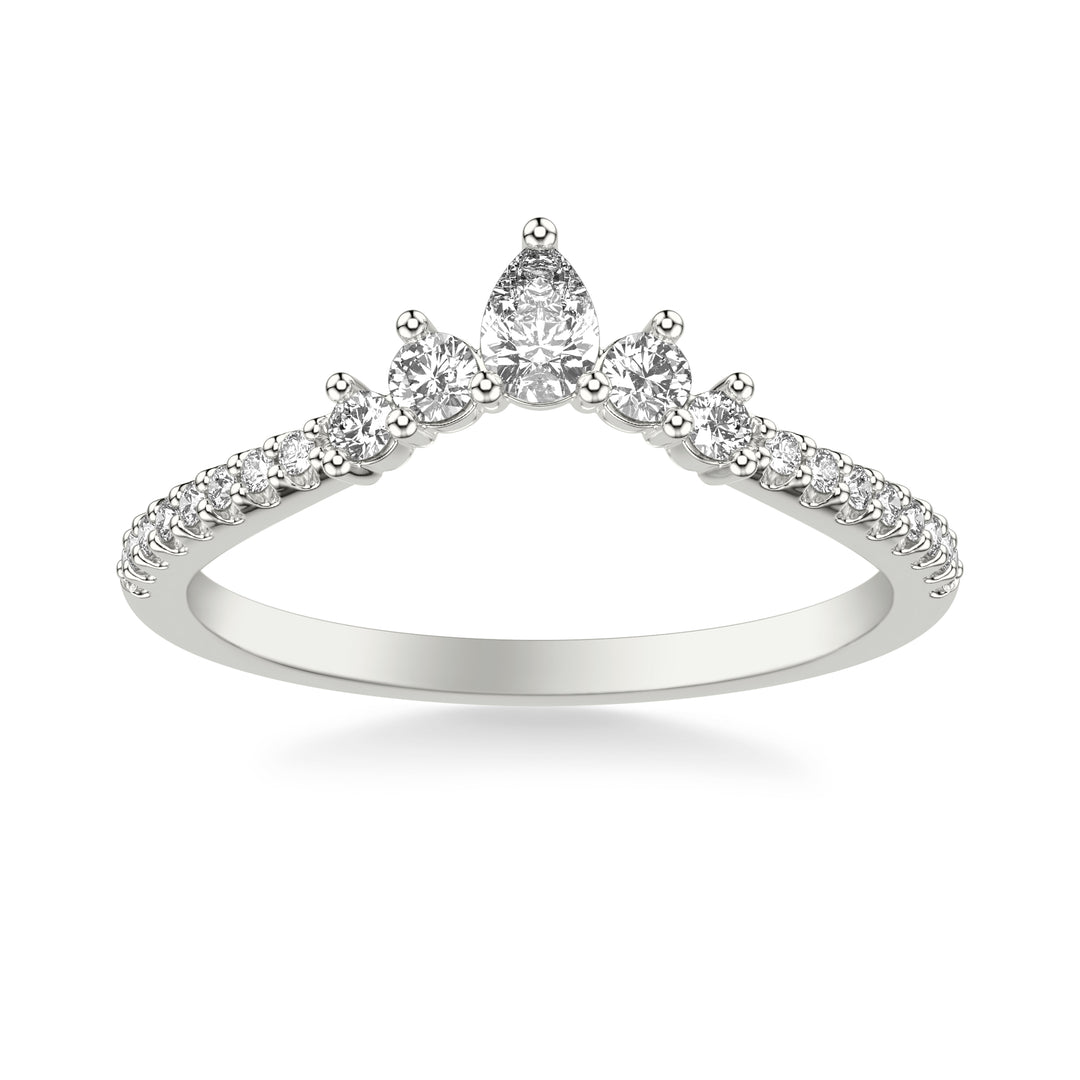 Contemporary Curved Stackable with Prong Set Pear and Round Diamond Tiara Band