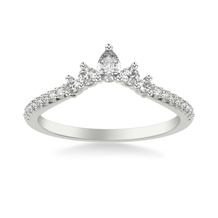 Contemporary Curved Stackable with Prong Set Pear and Round Diamond Tiara Band