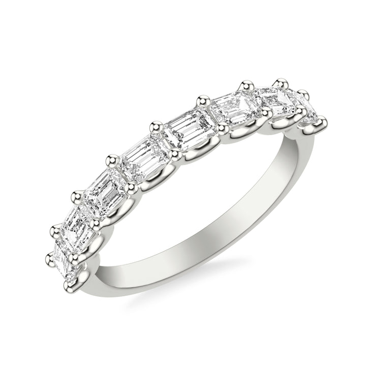 Anniversary Band with East/West Emerald Diamonds and Double Shared Prong