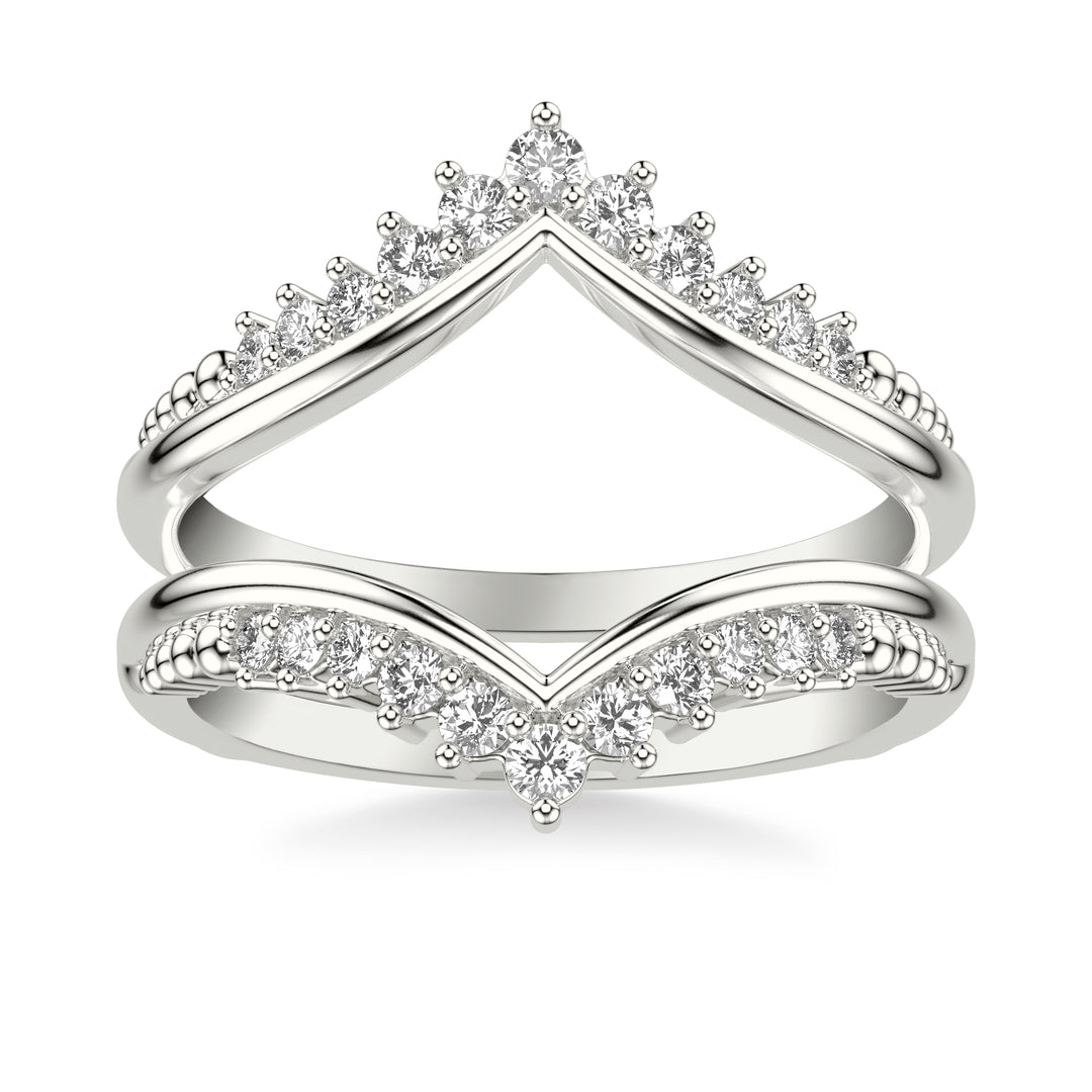 Contemporary V-Shape Ring Enhancer with Diamond Accents
