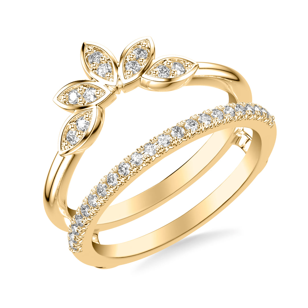 Contemporary Asymmetrical Straight and Floral Ring Enhancer