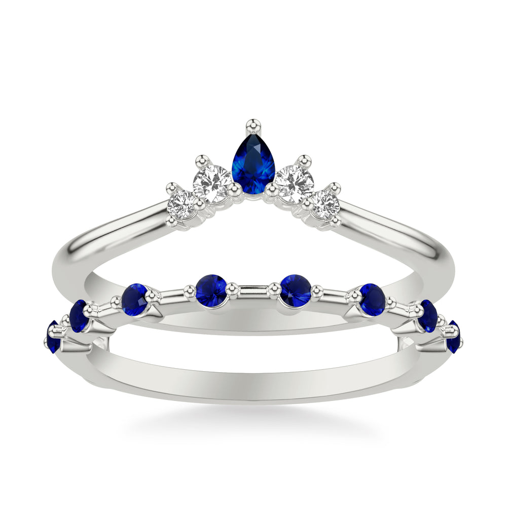 Contemporary Ring Enhancer with Marquise Blue Sapphires and Marquise and Round Diamonds