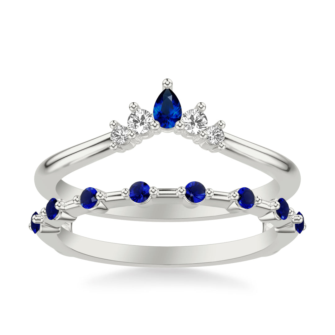 Contemporary Ring Enhancer with Marquise Blue Sapphires and Marquise and Round Diamonds