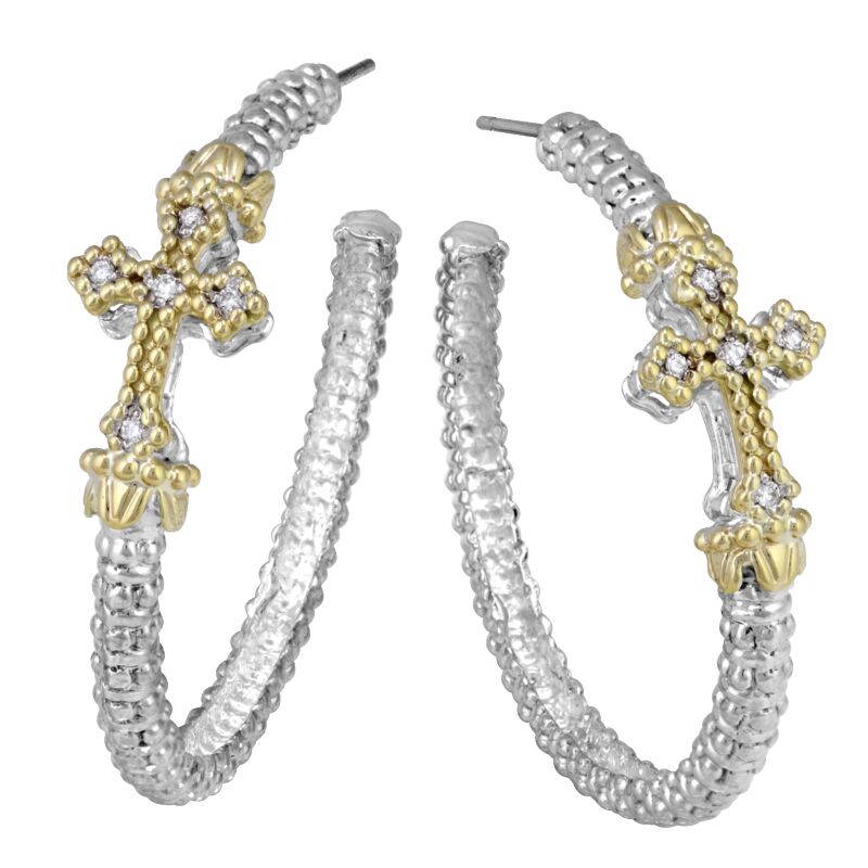 VAHAN - 14K Gold and Sterling Silver Diamond Earrings