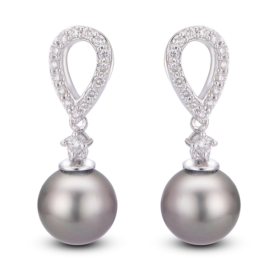 14KT White Gold Tahitian Pearl Earring