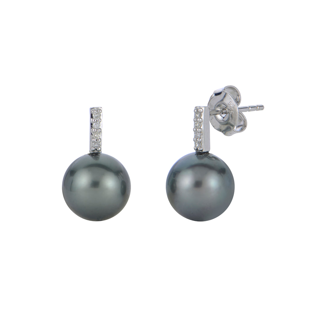 14KT White Gold Tahitian Pearl Earring