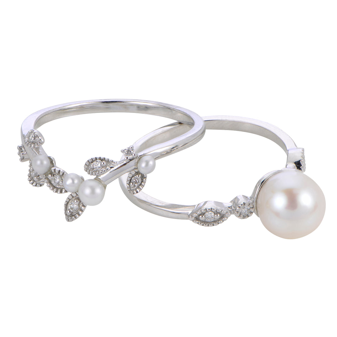 14KT White Gold Freshwater Pearl Set
