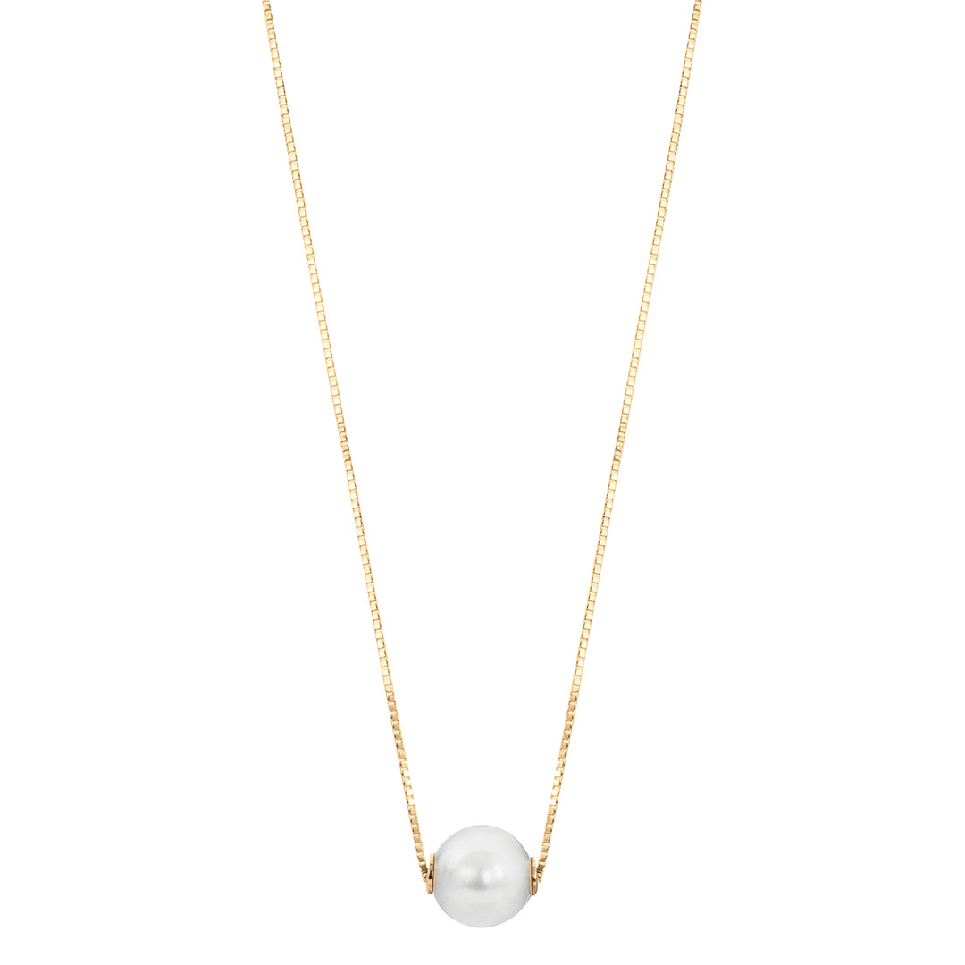 14KT Yellow Gold Akoya Pearl Solitaire Necklace