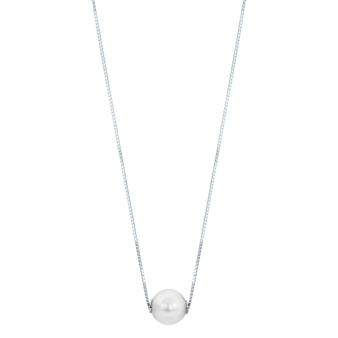 14KT White Gold Akoya Pearl Solitaire Necklace