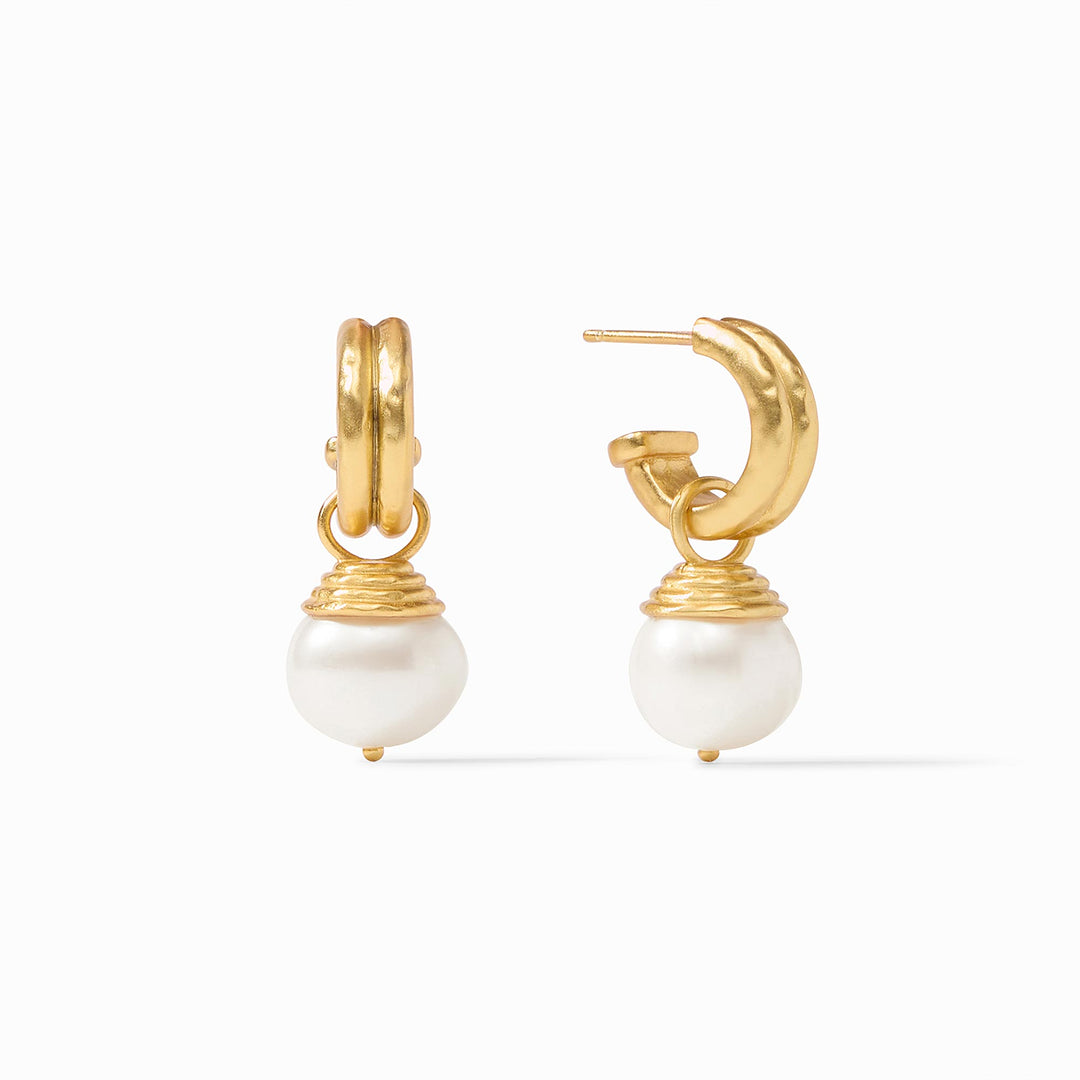 Julie Vos - 24K gold plate Astor Pearl Hoop & Charm Earring