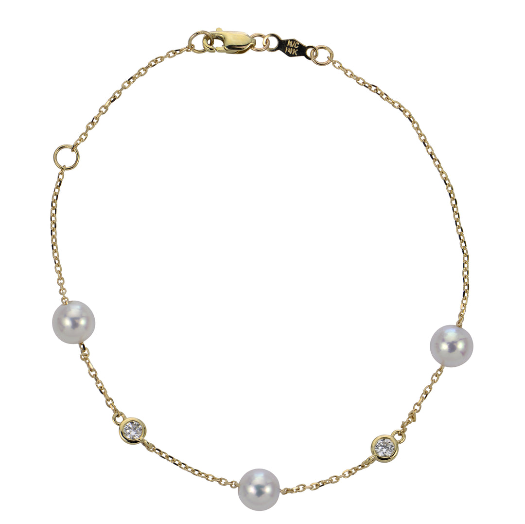 14KT Yellow Gold Akoya Pearl & LGD Bracelet