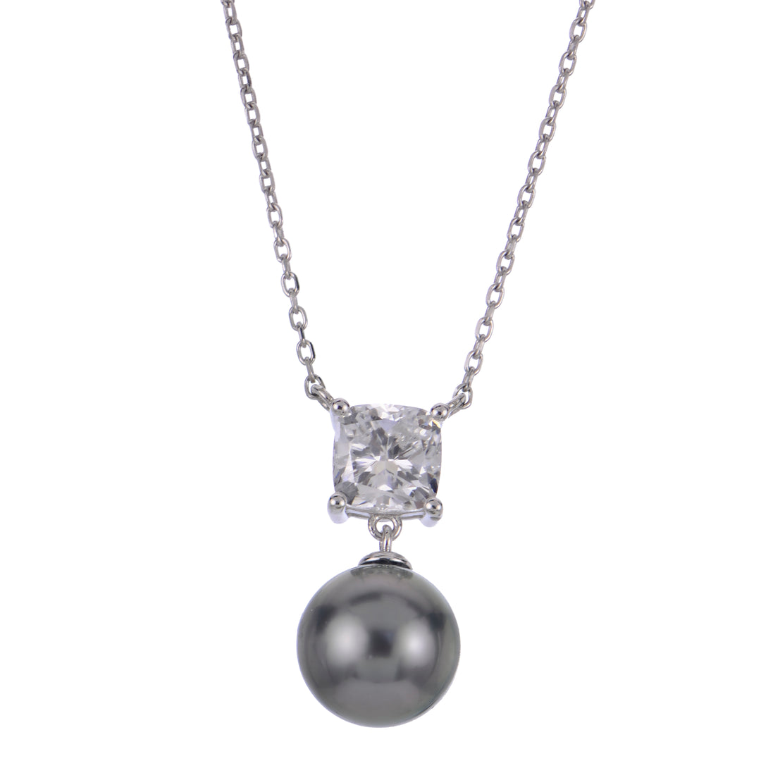 14KT White Gold Tahitian Pearl & LGD Necklace