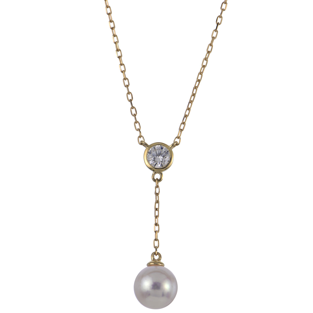 14KT Yellow Gold Akoya Pearl & LGD Necklace