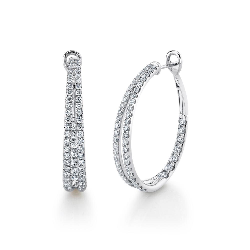SC22005533V2 14K White Gold Hoop Earrings from the Eternal Collection